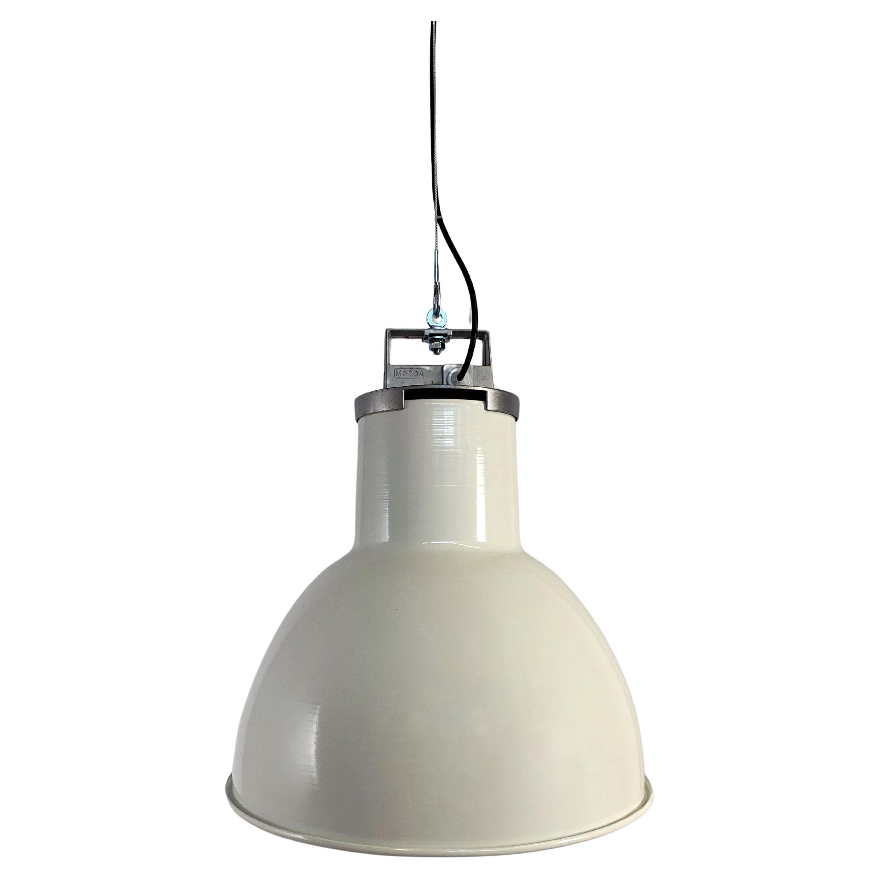 Mazda French Industrial Lamp Redesigned by Lloyd Industrials color ral9010   For Sale