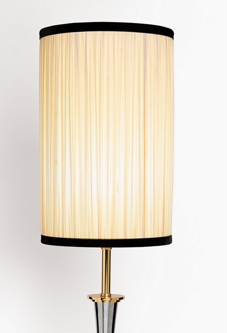 Gilt Mazda Style French Table Lamp Made of Nickel and Gilded Brass