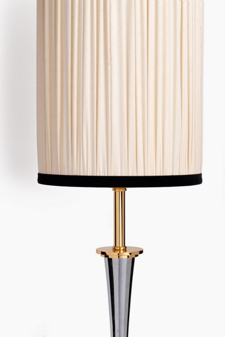 Mazda Style French Table Lamp Made of Nickel and Gilded Brass In Good Condition In Prato, Tuscany
