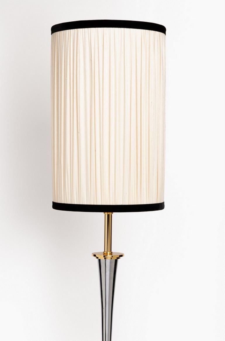 20th Century Mazda Style French Table Lamp Made of Nickel and Gilded Brass