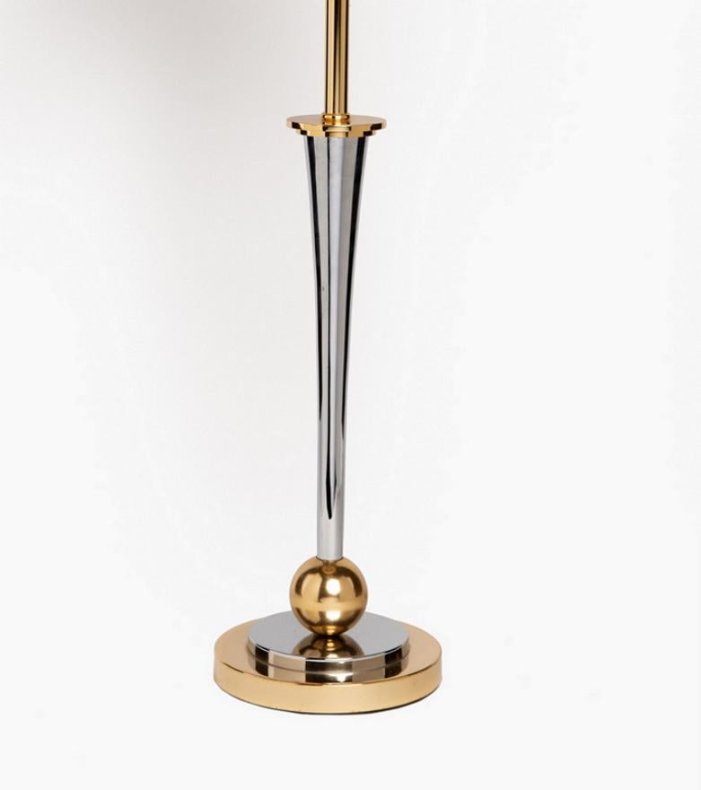 Mazda Style French Table Lamp Made of Nickel and Gilded Brass 1