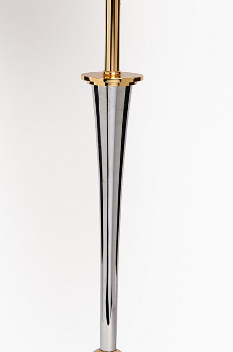 Mazda Style French Table Lamp Made of Nickel and Gilded Brass 2