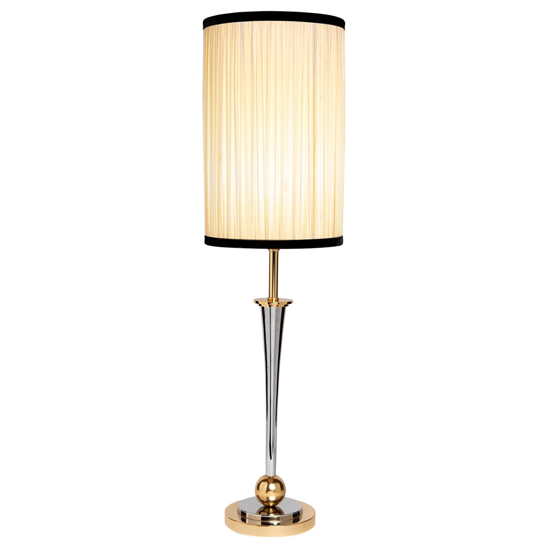 Mazda Style French Table Lamp Made of Nickel and Gilded Brass