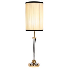 Mazda Style French Table Lamp Made of Nickel and Gilded Brass