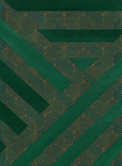 Maze Blue Sapphire Rectangle Bamboo Silk Wall Tapestry by Antilla Di Lauro