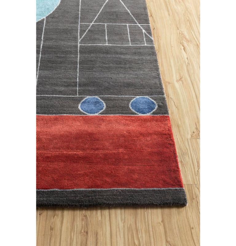 Alfombra anudada a mano Laberinto Armonía Regaliz y Naranja Rojo 240x300 cm Moderno en venta