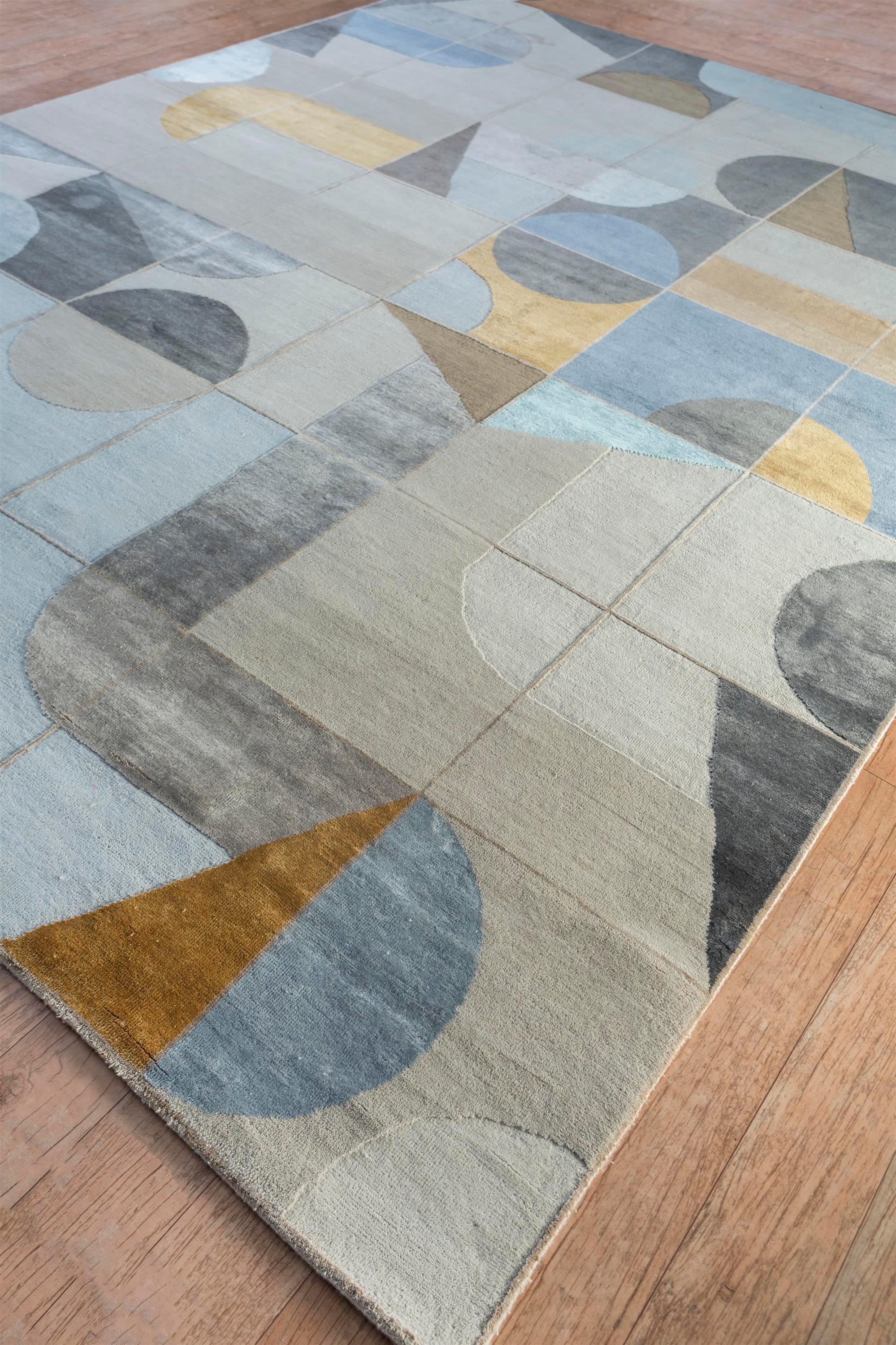 Alfombra anudada a mano Maze Melody Antique White & Black Olive 240X300 cm Moderno en venta