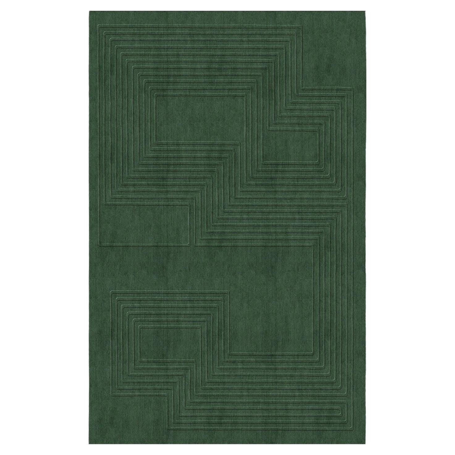 Maze Relief Rug Green, JT Pfeiffer, Represented by Tuleste Factory For Sale