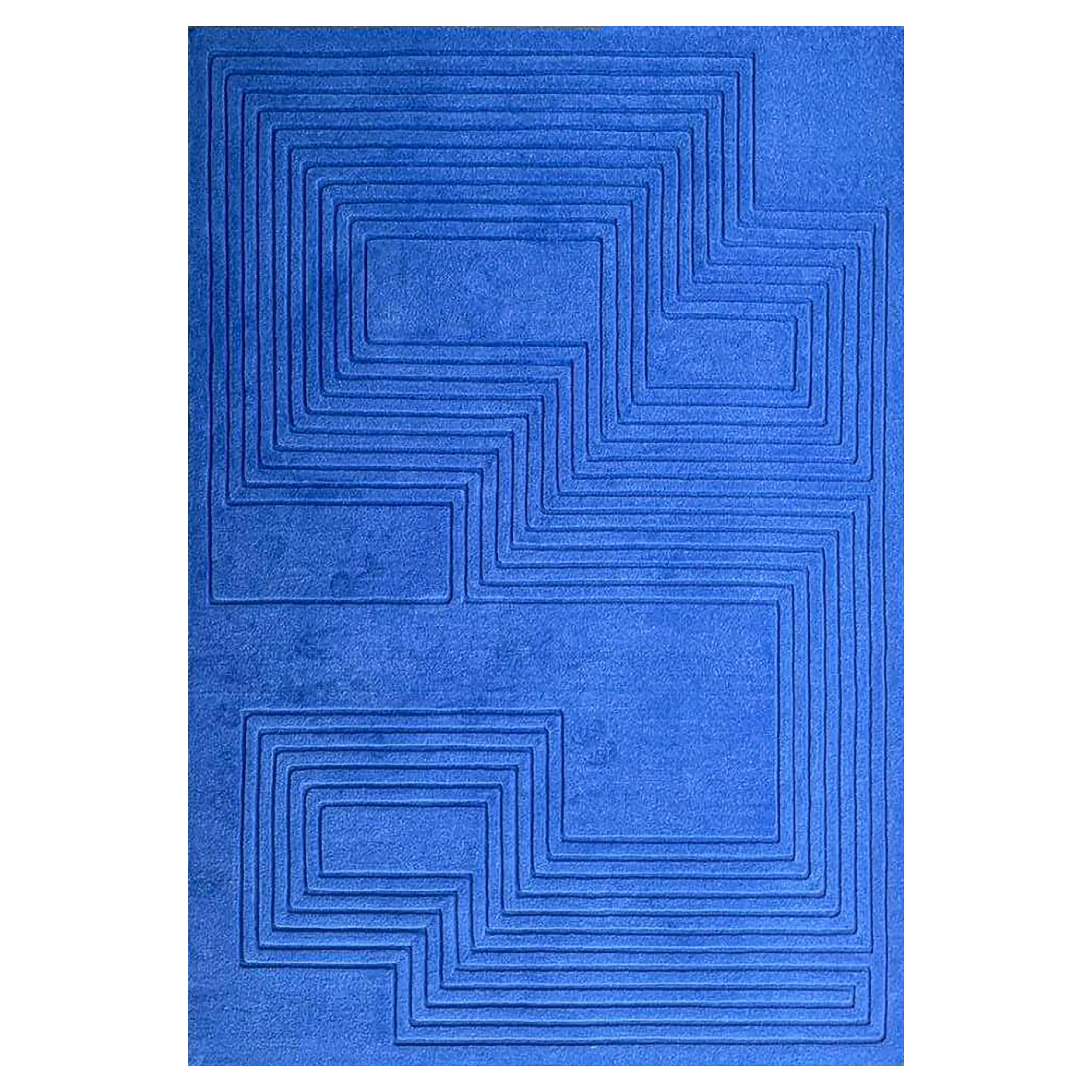 Maze Relief Rug (Blue), JT Pfeiffer, Represented by Tuleste Factory For Sale