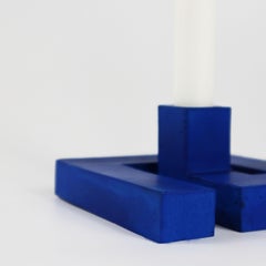 Maze Royal Blue Cubist Early-20th-Century Avant-garde Style Taper Candle Holder
