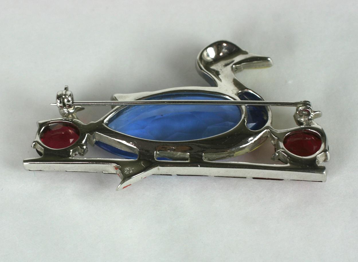 Women's or Men's Mazer Art Deco Duck Brooch For Sale