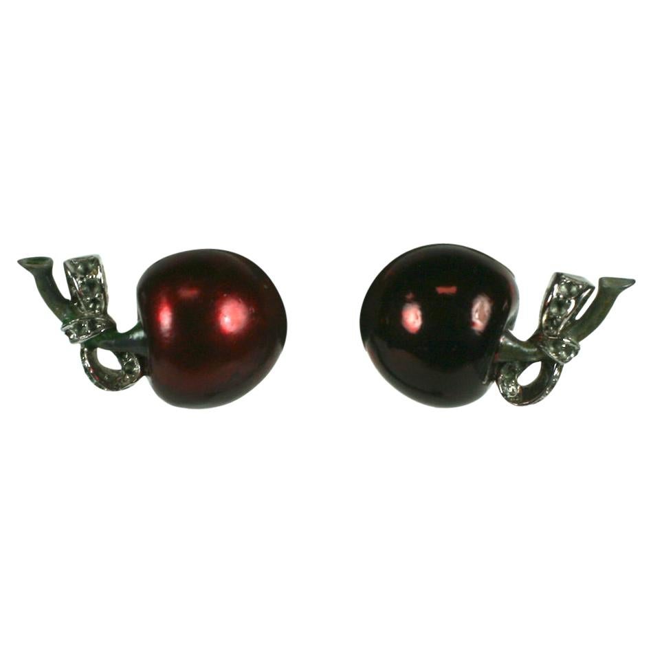 Mazer Enamel Cherry Earclips