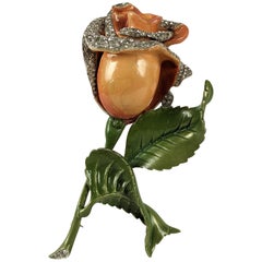 Broche Mazer Gran Rosa de Esmalte Nacarado