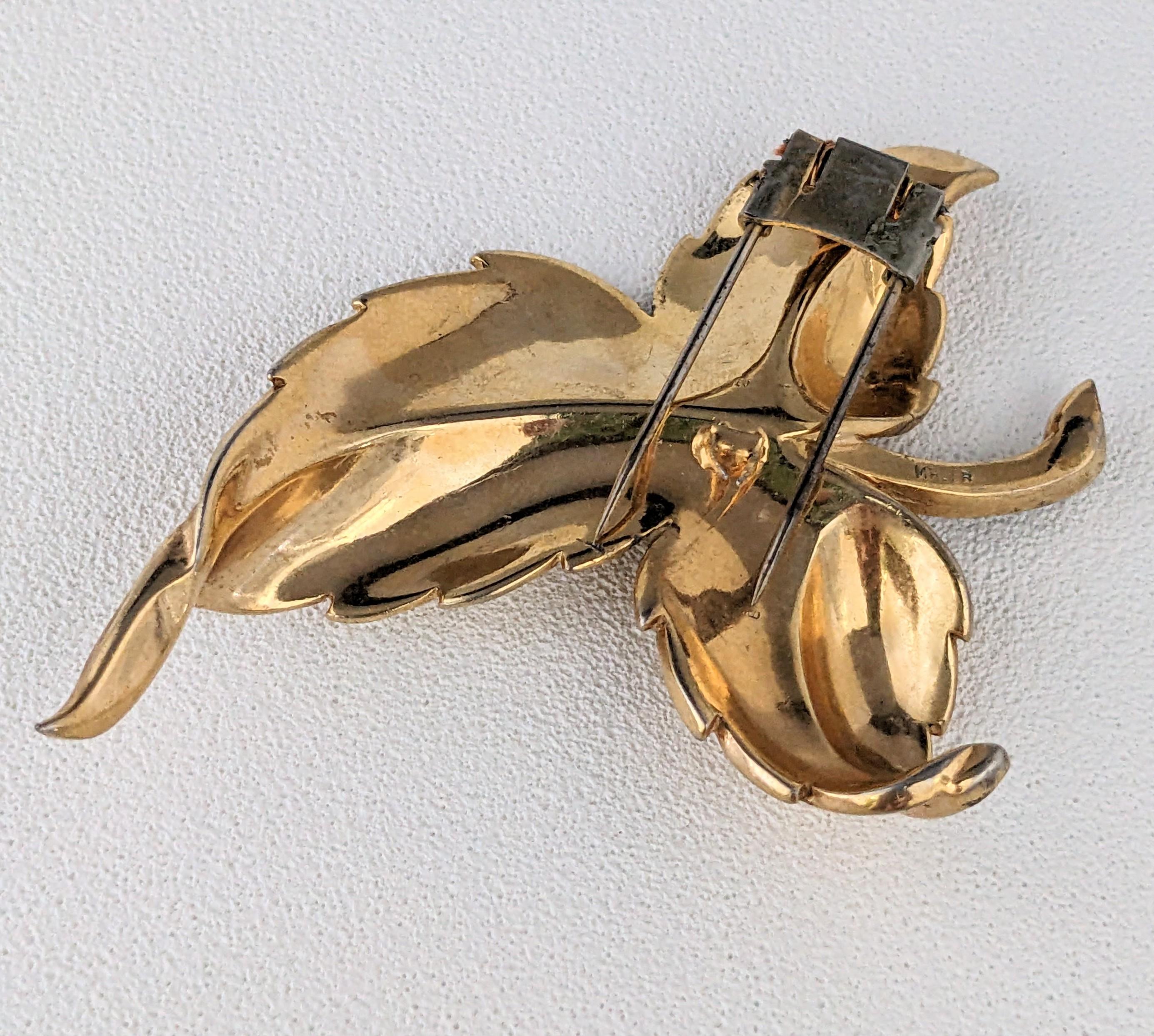 Women's or Men's Mazer Retro Leaf Clip with Enamel Butterfly For Sale