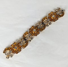 Mazer Bracelet floral rétro à fleurs et feuilles en topaze et citrine