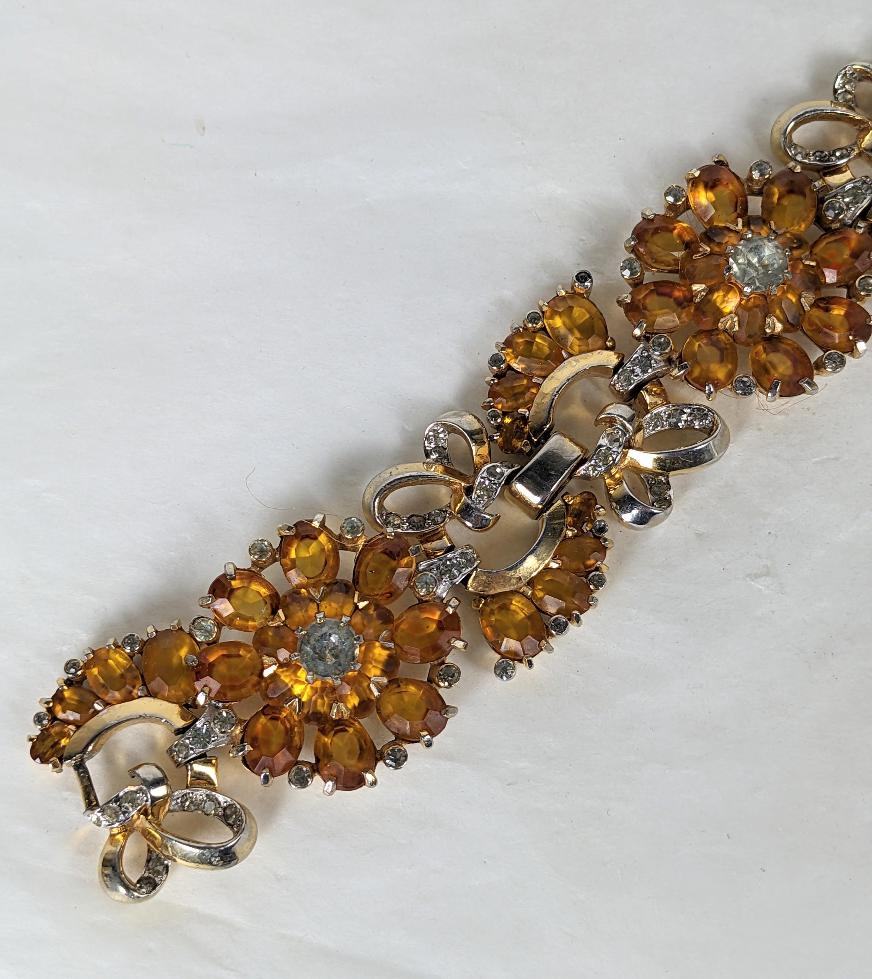 Mazer Bracelet floral rétro à fleurs et feuilles en topaze et citrine Bon état - En vente à New York, NY