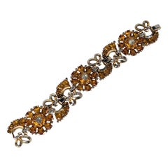 Mazer Retro Topaz and Citrine Flower and Leaf Floral Bracelet