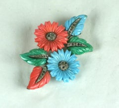 Mazer Tricolor Fruit Salad Flower and Leaf Spray Brooch