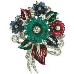 Used Mazer Tricolor Fruit Salad Flower Bouquet Brooch