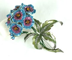 Mazer Verbena Flower Spray Enameled Brooch