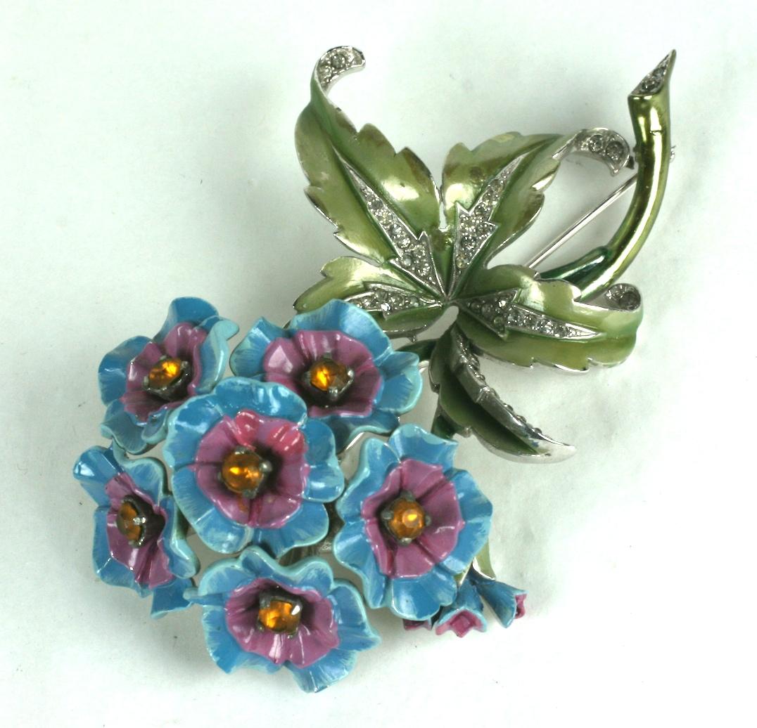 vintage enamel flower brooch