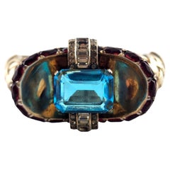 Mazer Vintage 1940's Sterling Gilt Jewels of Fantasy Basket Weave Bangle #19072