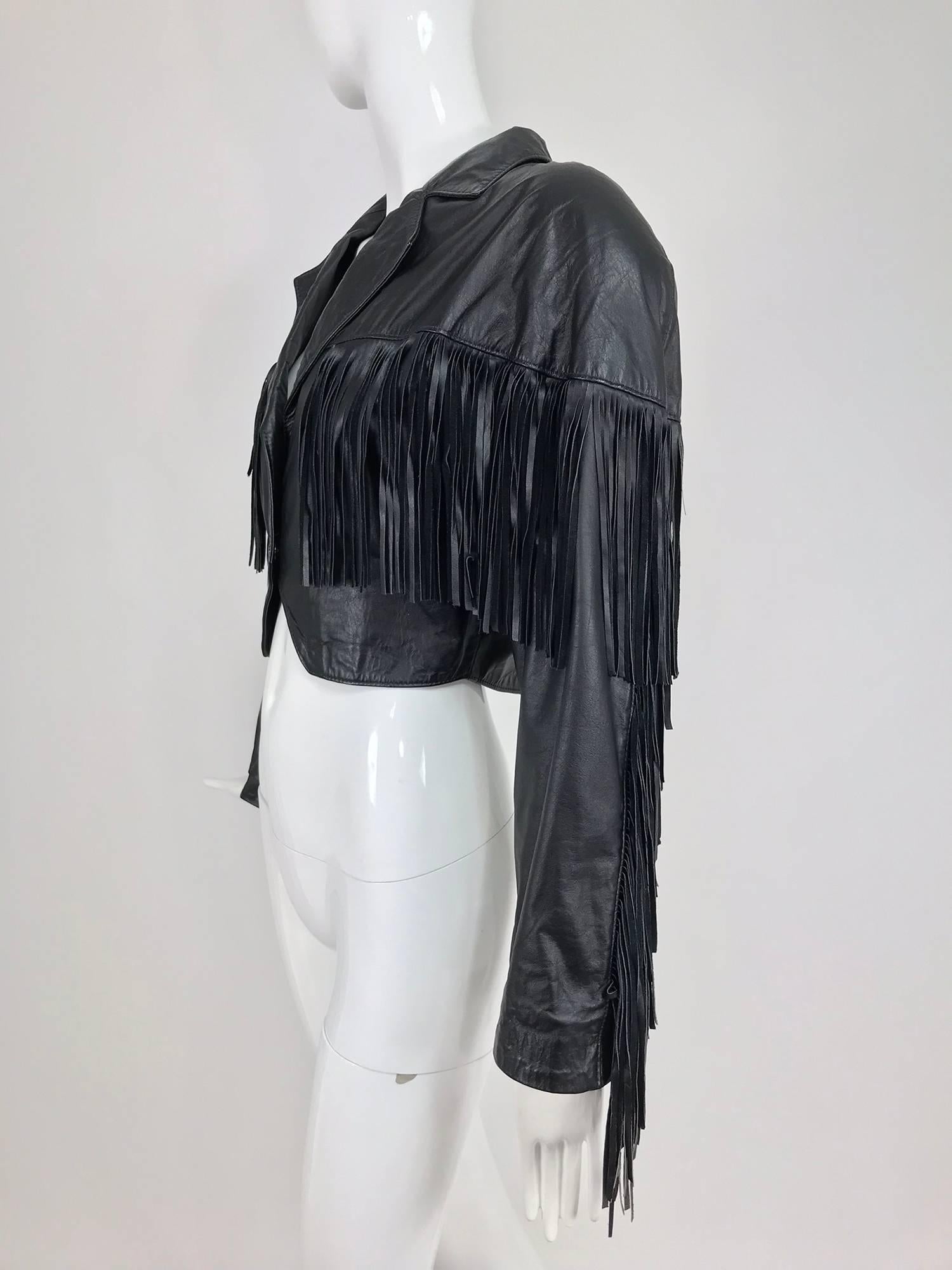 Maziar Betty Boop cowgirl black fringe leather jacket 1980s 4