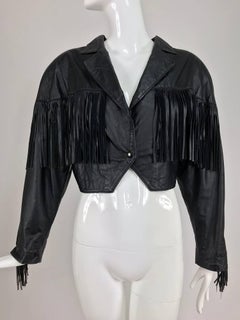 Maziar Betty Boop cowgirl black fringe leather jacket 1980s