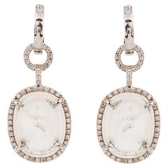 Mazza Boucles d'oreilles Huggie en or blanc 14 carats et diamants avec gouttes en verre vénitien