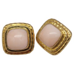 Mazza Angel Skin Coral & 14 Karat Yellow Gold Earrings