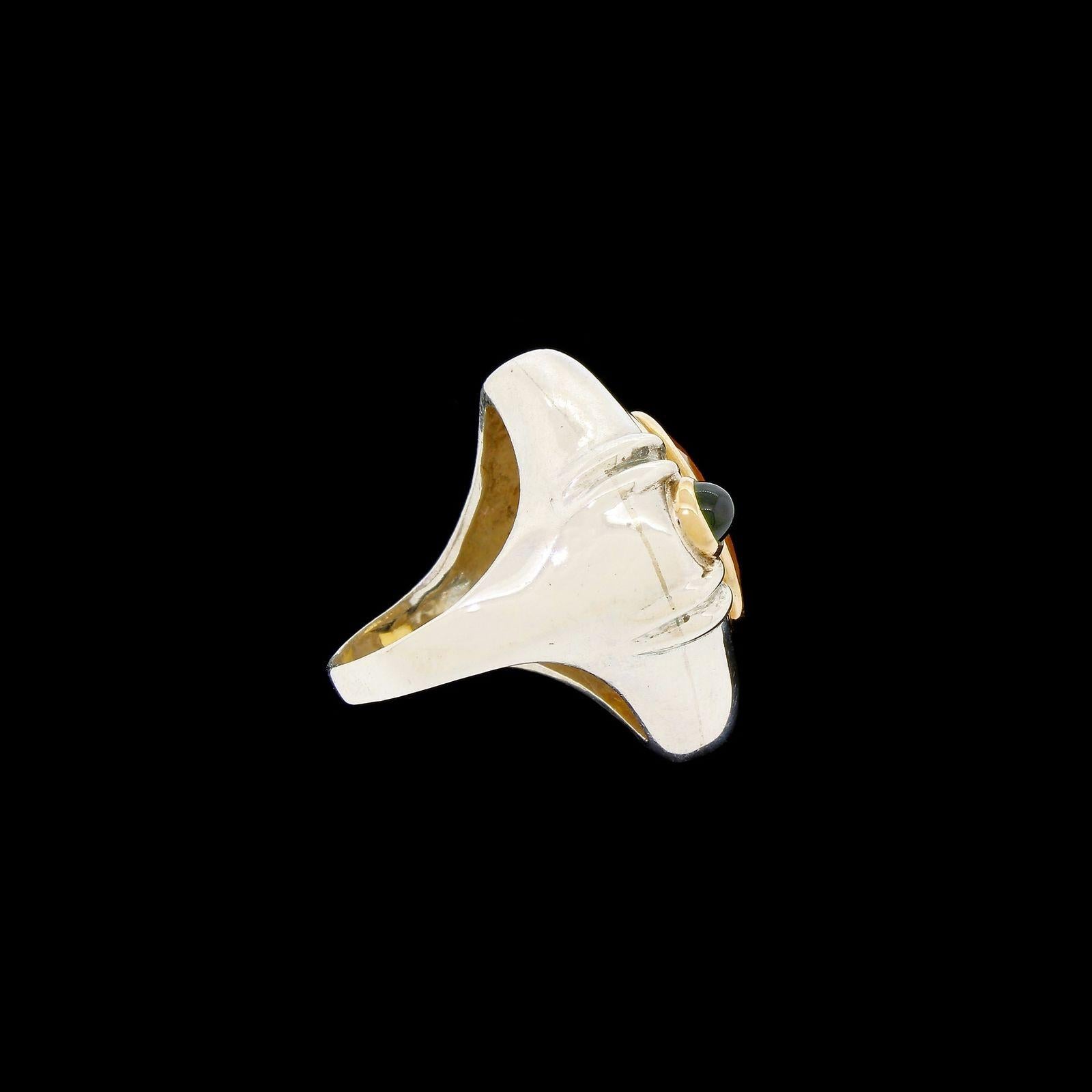 Mazza Bartholome Sterling Silver 14k Gold Citrine Ring, Featured in Vogue 1989 In Good Condition In Lauderdale by the Sea, FL