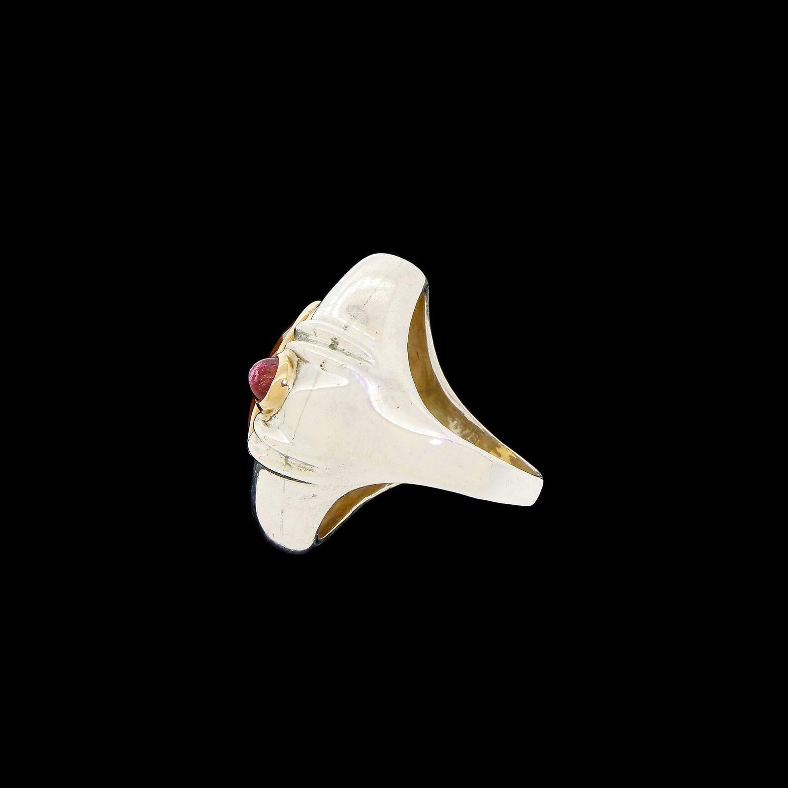 Mazza Bartholome Sterling Silver 14k Gold Citrine Ring, Featured in Vogue 1989 1