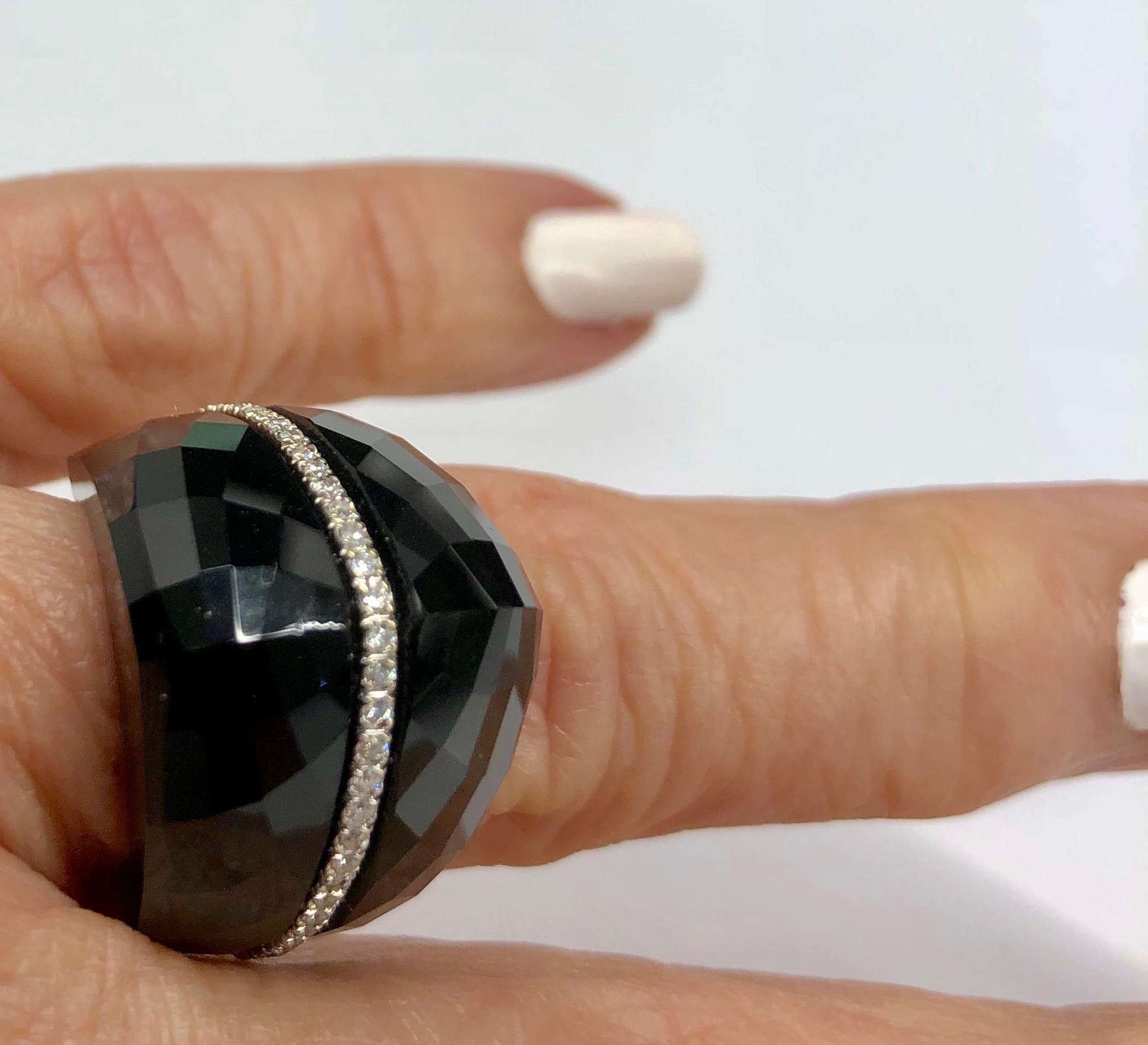 Mazza Faceted Onyx Diamond Ring 1