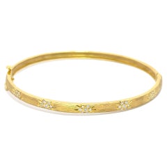 Bracelet jonc florentin Mazza en or jaune 14 carats et diamants