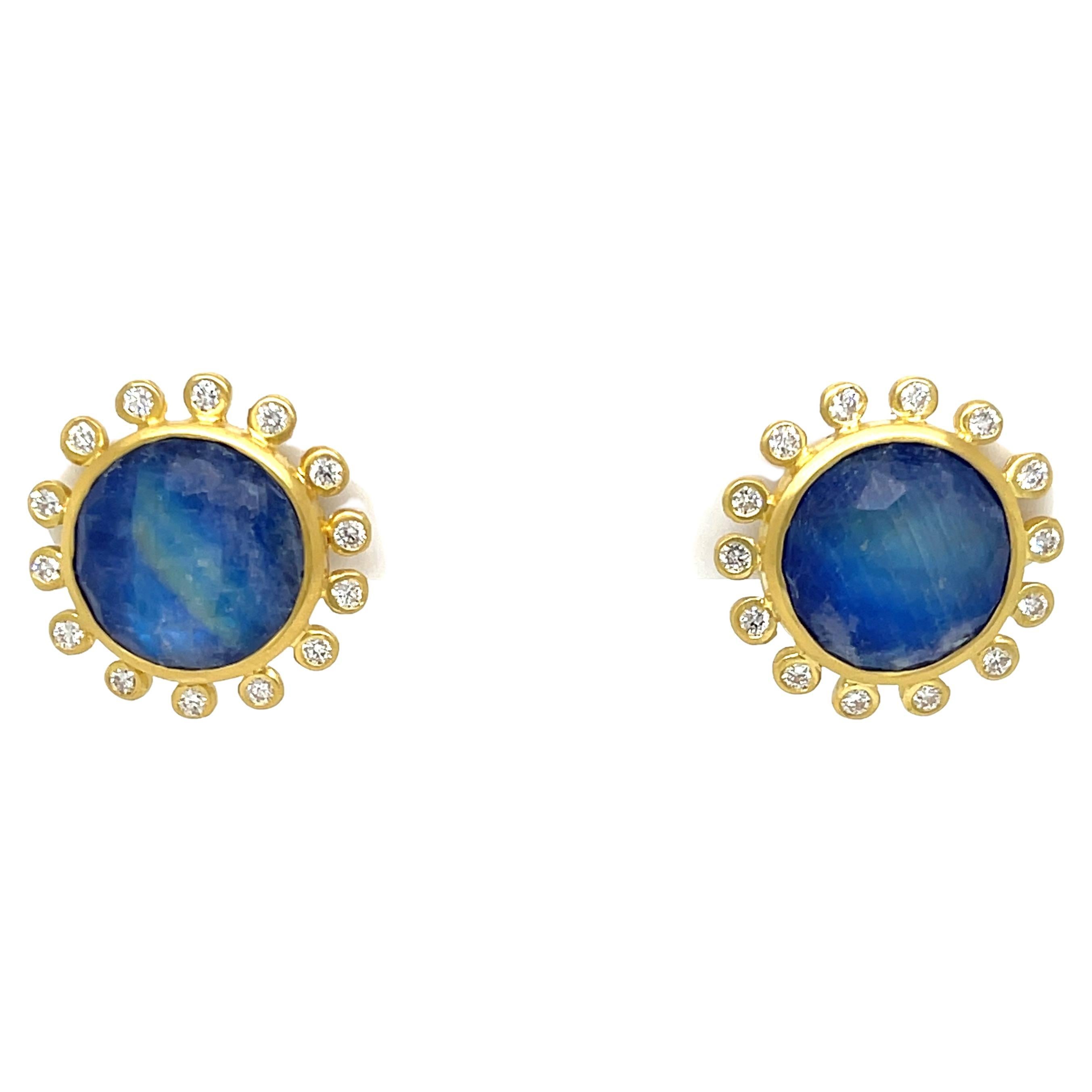 Mazza Lapis Moonstone Doublet and Diamond Earrings