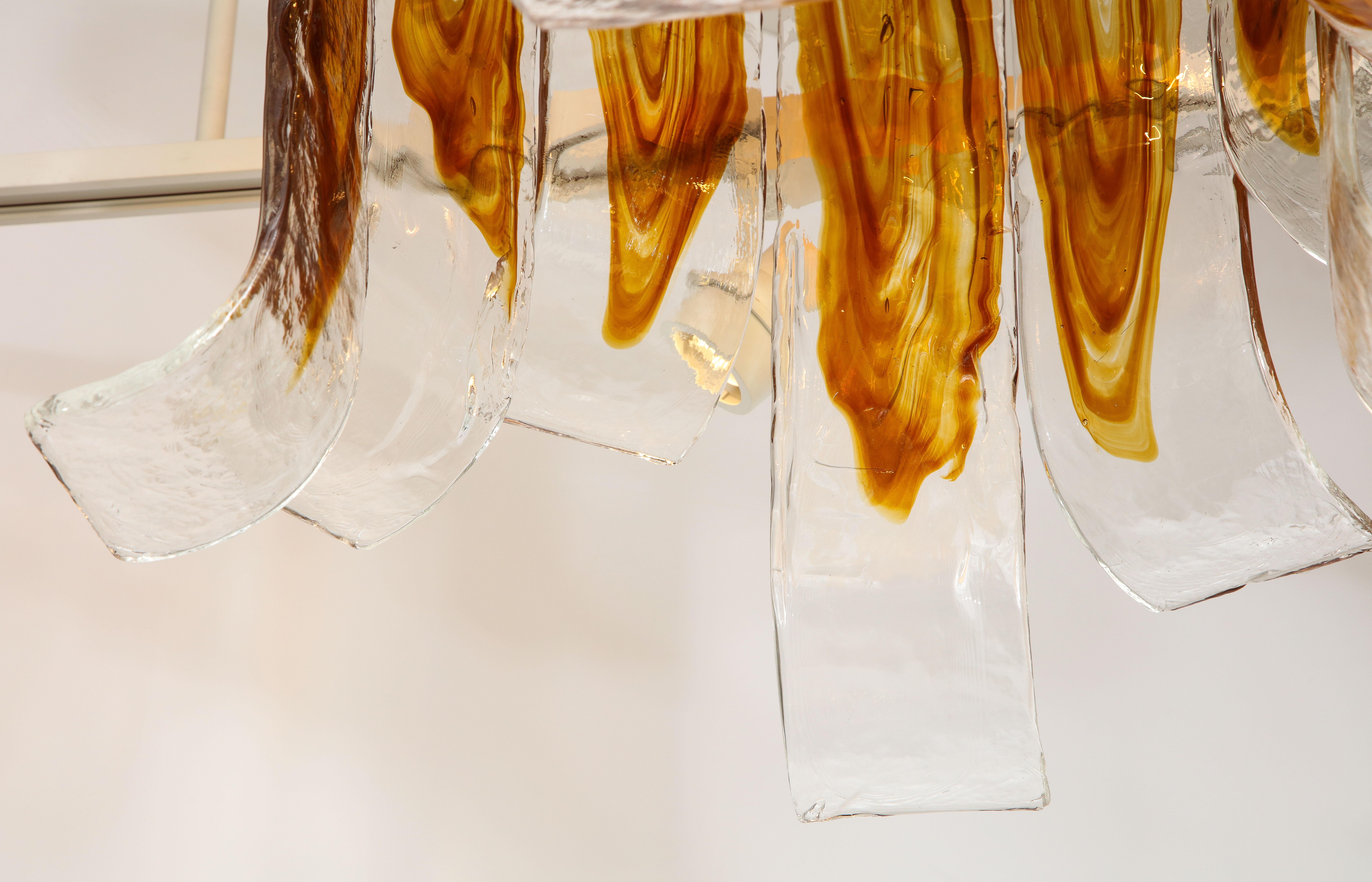 Mazzega Amber, Clear Murano Glass Semi Flushmount For Sale 6