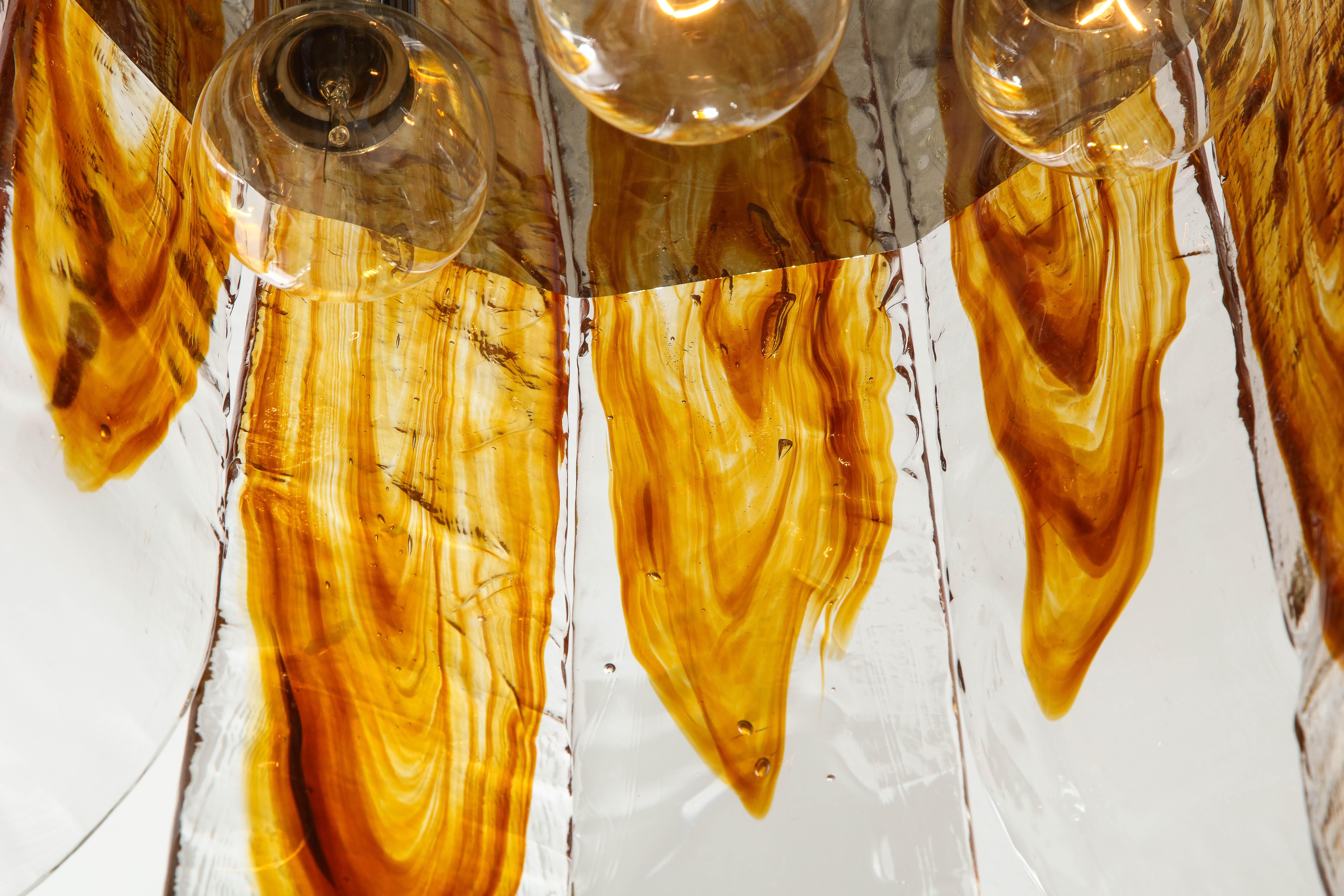 Mazzega Amber, Clear Murano Glass Semi Flushmount For Sale 7