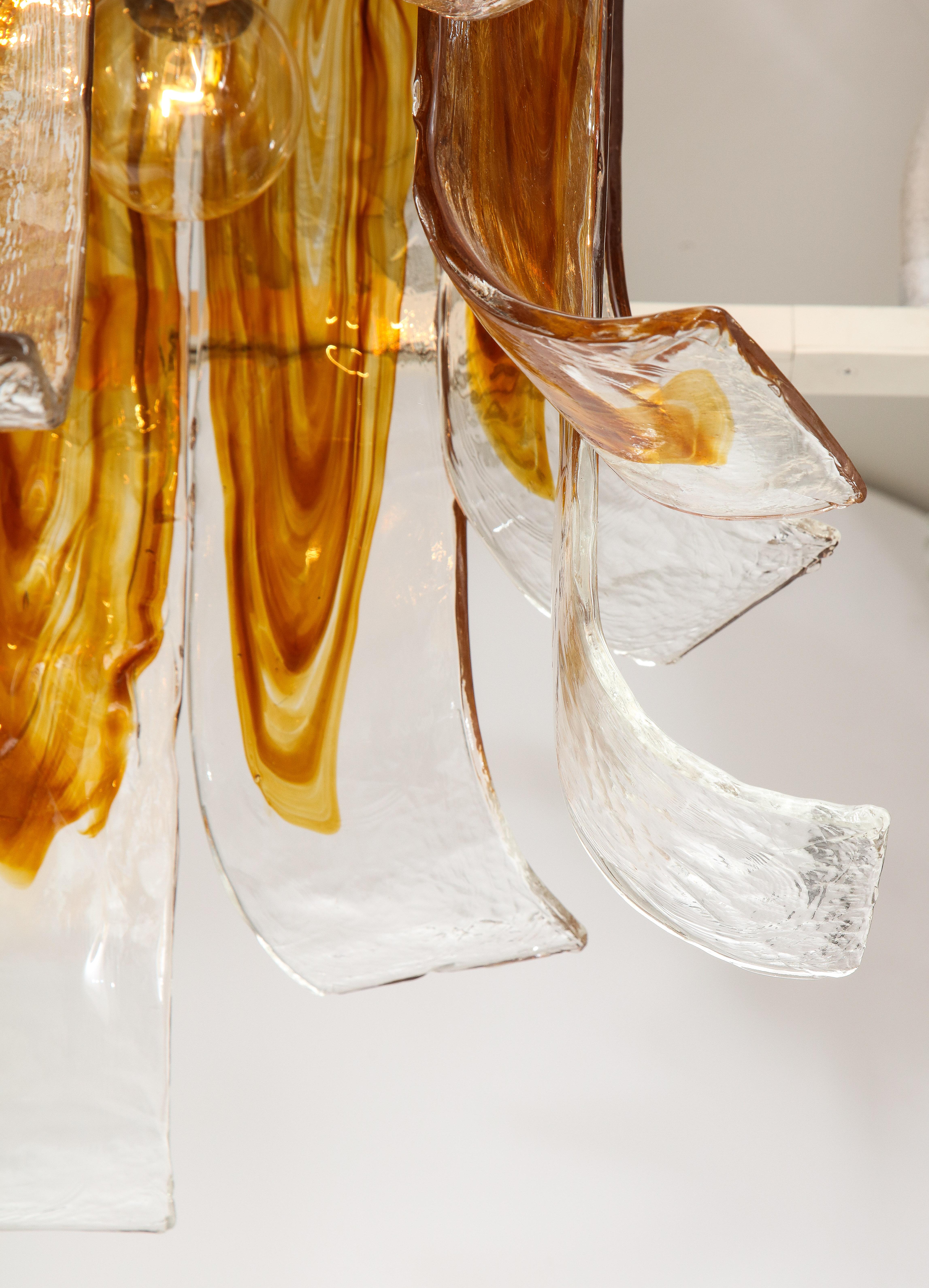 Mazzega Amber, Clear Murano Glass Semi Flushmount For Sale 8