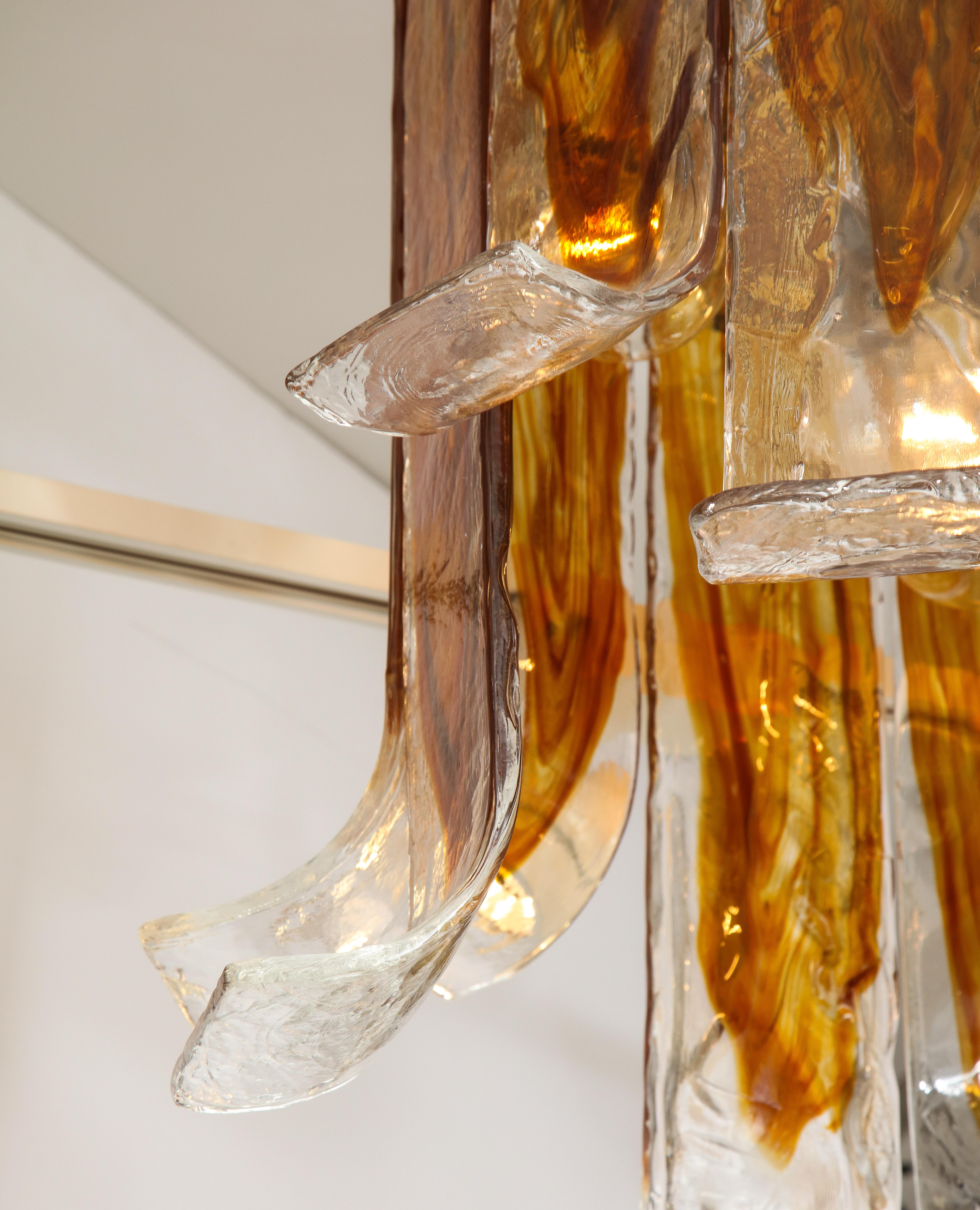 Mazzega Amber, Clear Murano Glass Semi Flushmount For Sale 9