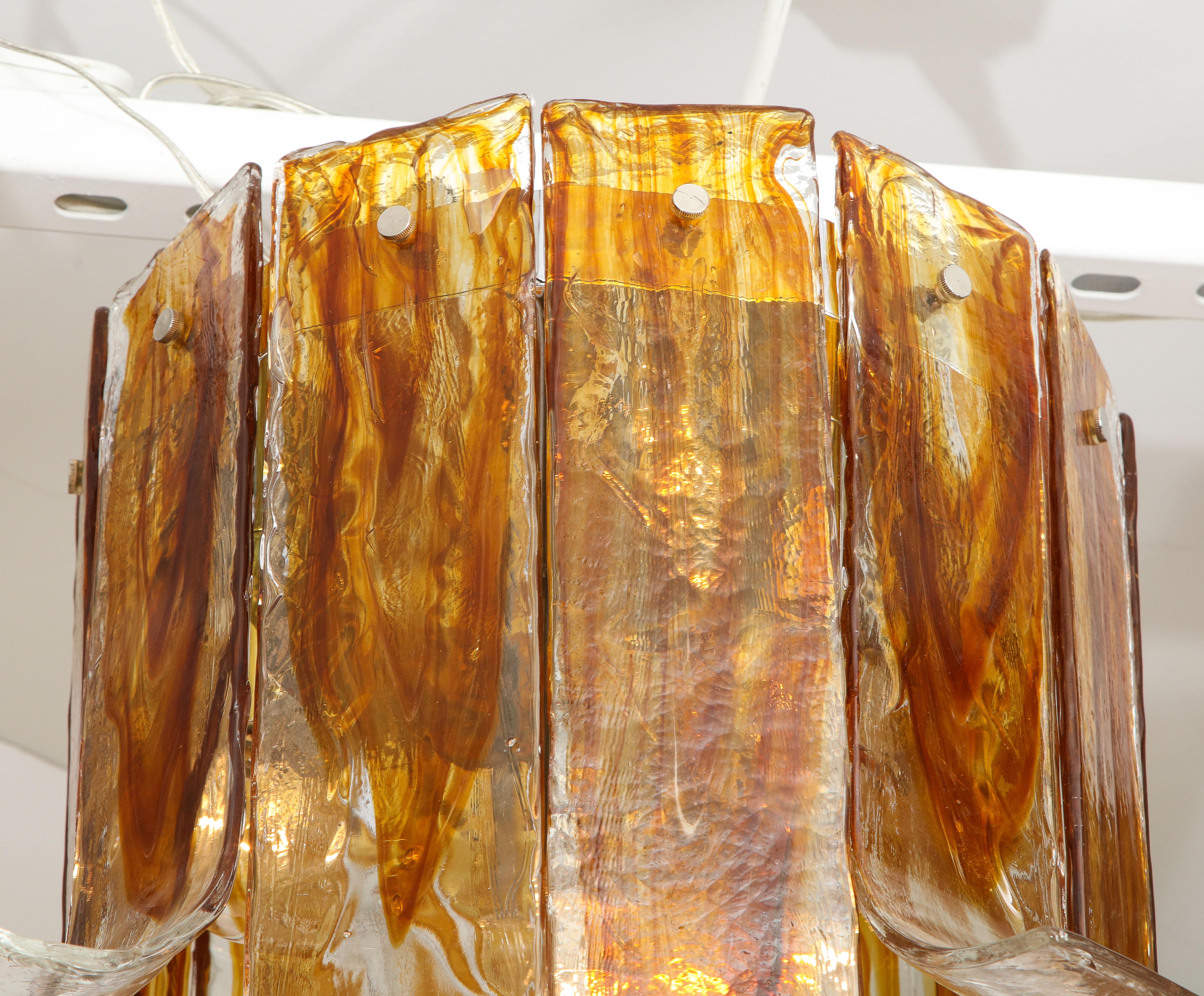 Mazzega Amber, Clear Murano Glass Semi Flushmount For Sale 1