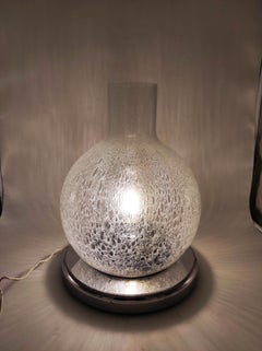 Mazzega Attrib. Chrome and Pulegoso Glass Table Lamp, Italy 1970s