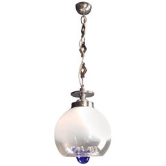Mazzega Blue Vintage Pendant Chandelier 1970s Space Age Ufo Atom Lamp Chrome
