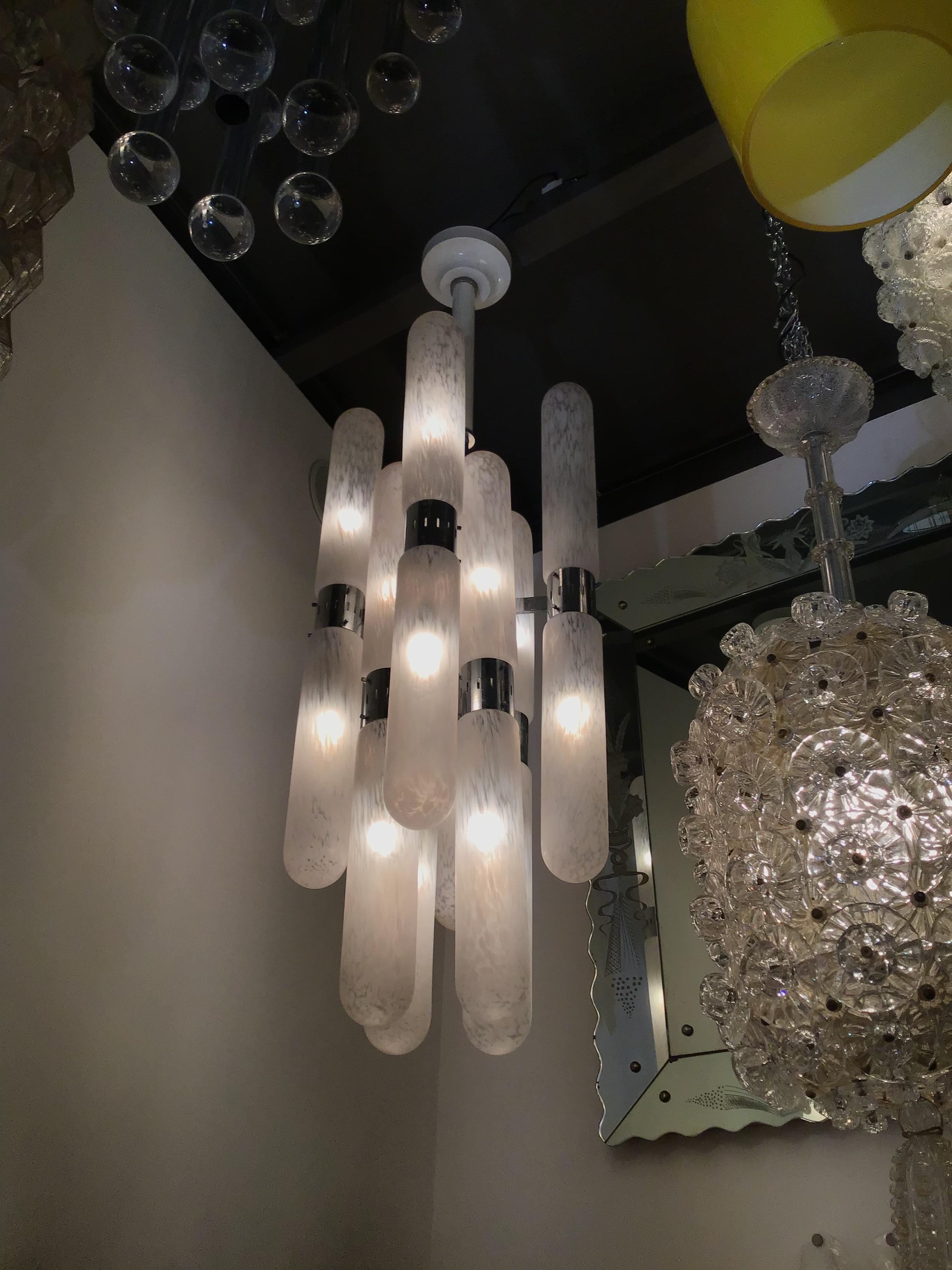 Mazzega by Aldo Nason Chandelier 16 Lights Murano Chrome, Italian, 1970 For Sale 10