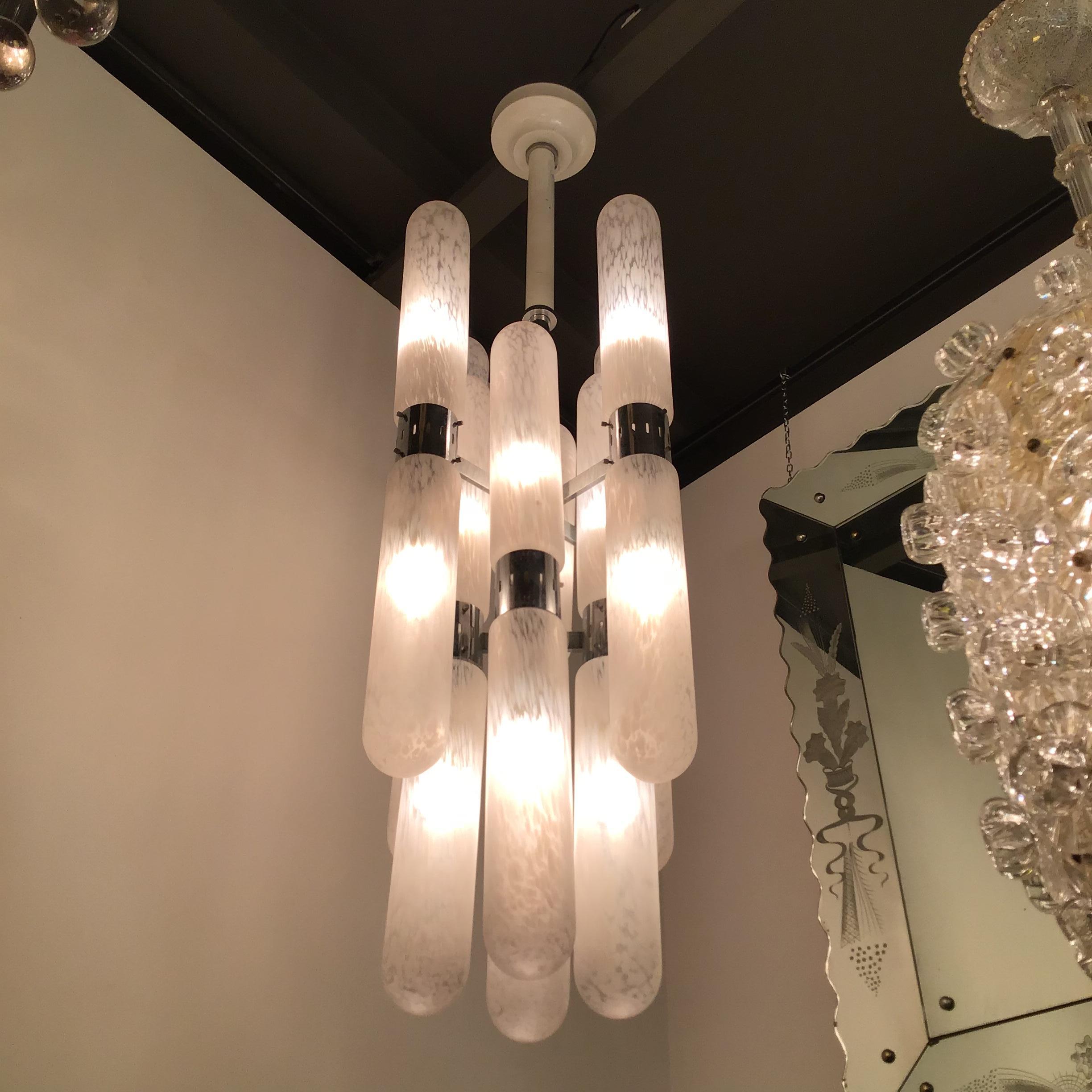 Mazzega by Aldo Nason Chandelier 16 Lights Murano Chrome, Italian, 1970 For Sale 2