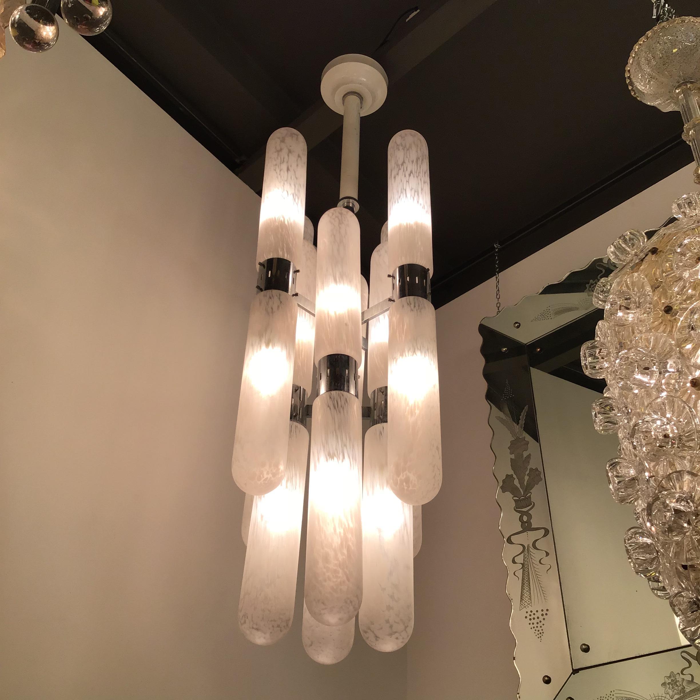 Mazzega by Aldo Nason Chandelier 16 Lights Murano Chrome, Italian, 1970 For Sale 3