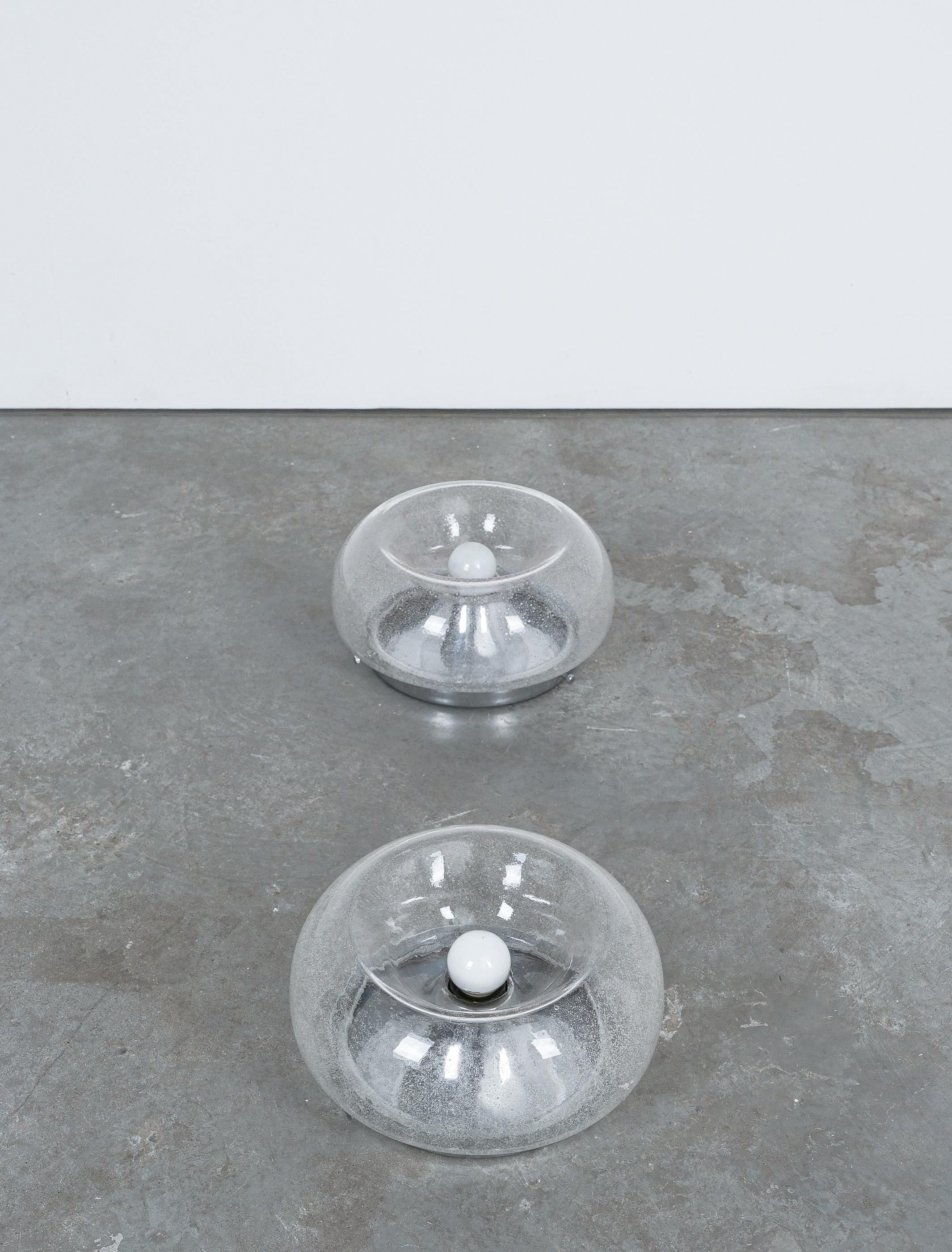 Mazzega Carlo Nason Pulegoso Glass  Flush Mount Lamps (8), circa 1960, Italy For Sale 1