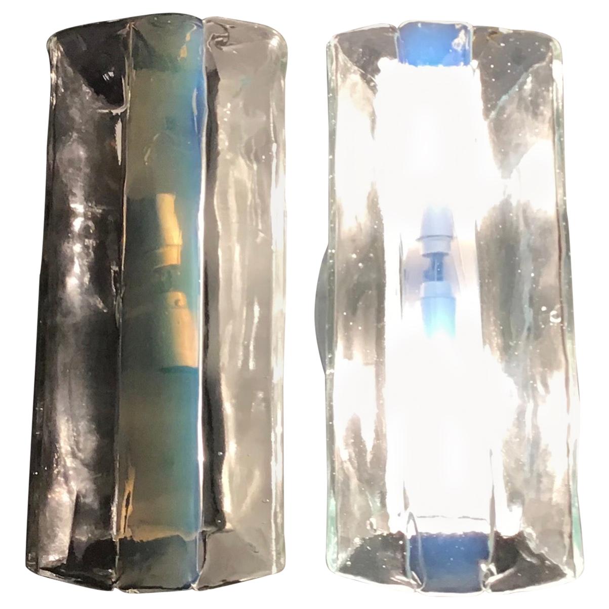 Mazzega Carlo Nason Sconces Murano glass metal, 1965, italy For Sale