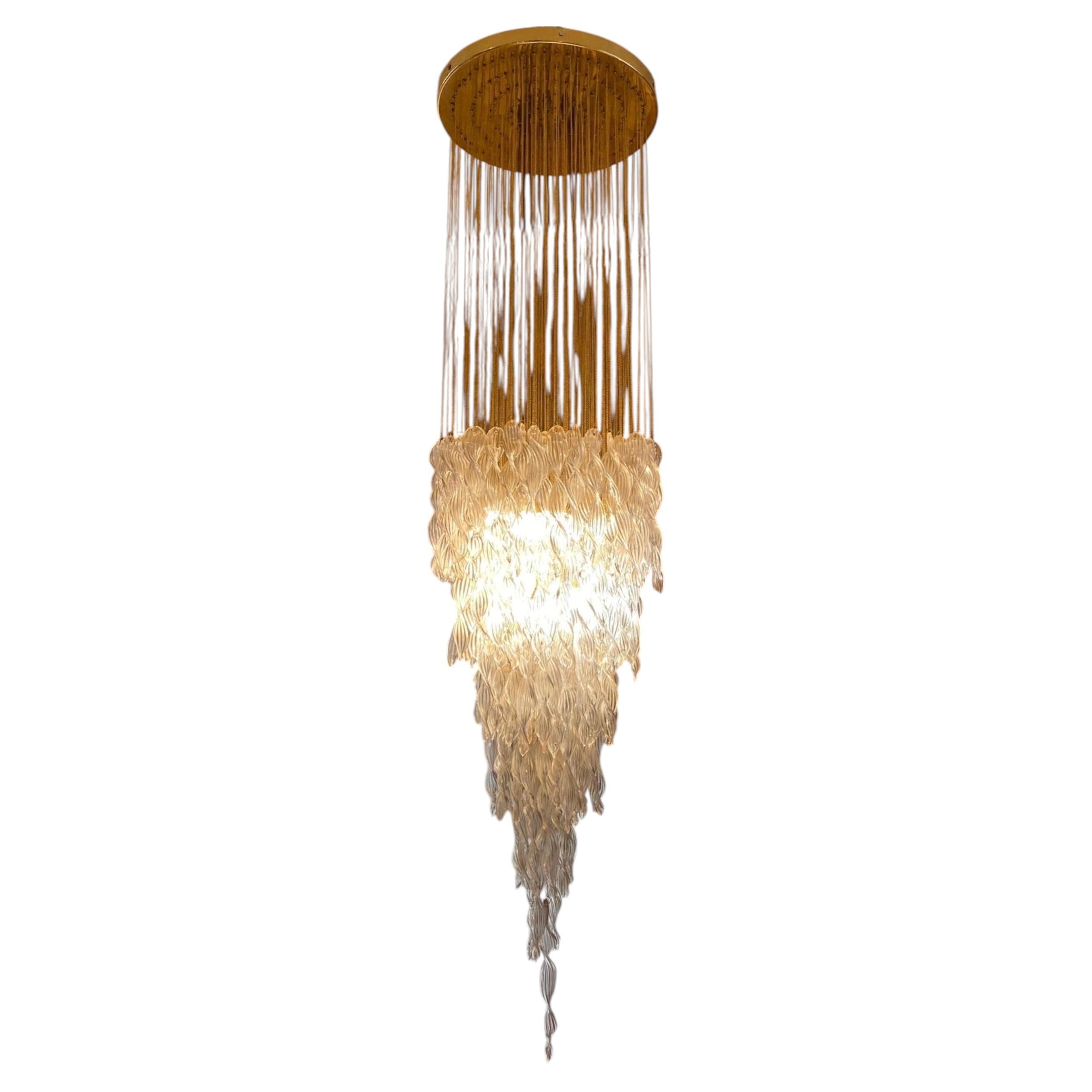 Mazzega Cascade Pendant Eclips Glass Murano Model Unique For Sale