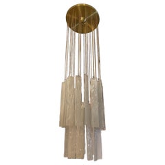 Mazzega Cascade Pendant ice frost Glass Murano, italy 1970