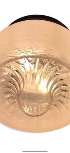 Mazzega ceiling light Glass Murano with Chrome Structure, Italy, 1970